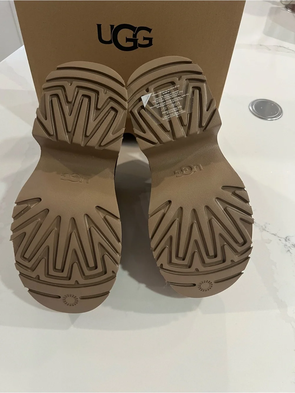 UGG Ultra Mini New Heights Women’s Chestnut Suede Platform Ankle Boots